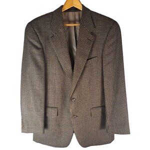 Mens Chaps RL Blazer Sports Coat Brown Wool Houndstooth 2 Button Career 42 Tall